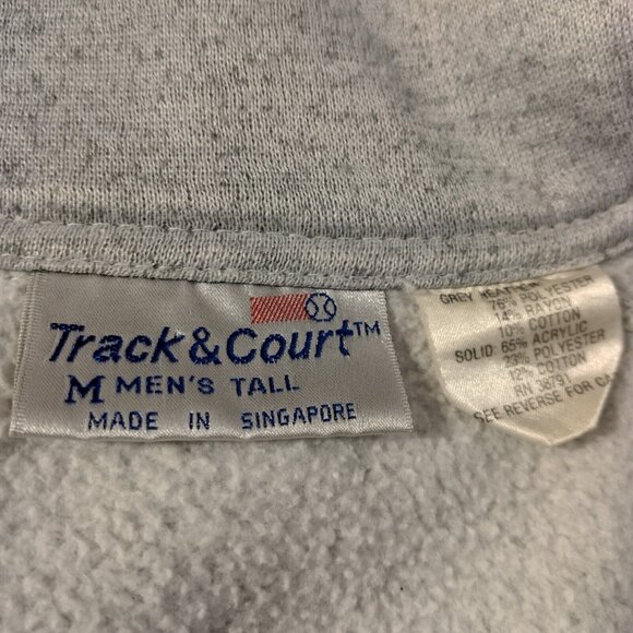 Vintage Track & Court Sweatshirt Men M Tall Gray Full Zip Red Blue Stripe Retro - Picture 8 of 16